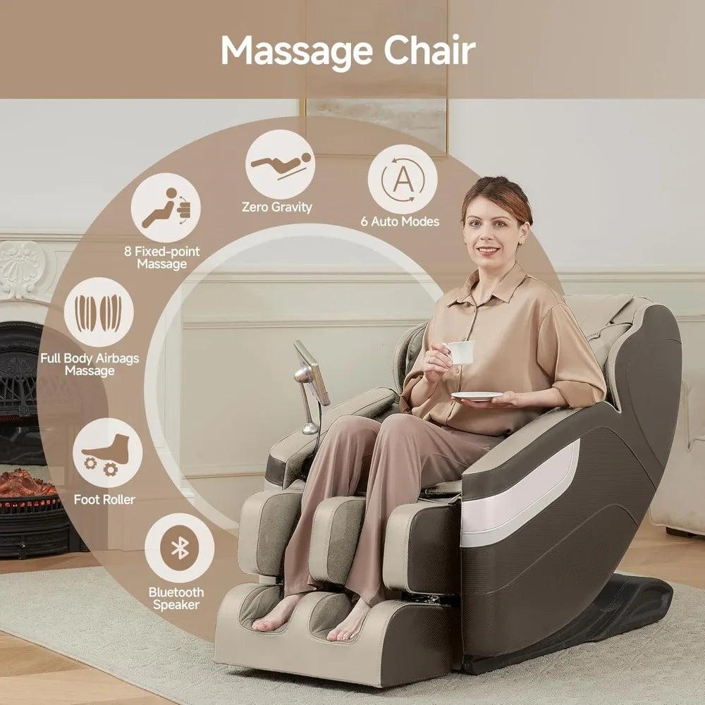 Ganzkörper-Massagesessel, Zero Gravity Massagesessel mit 6 Automatikmodi, Ganzkörper-Airbags, Bluetooth, Passend für das Büro