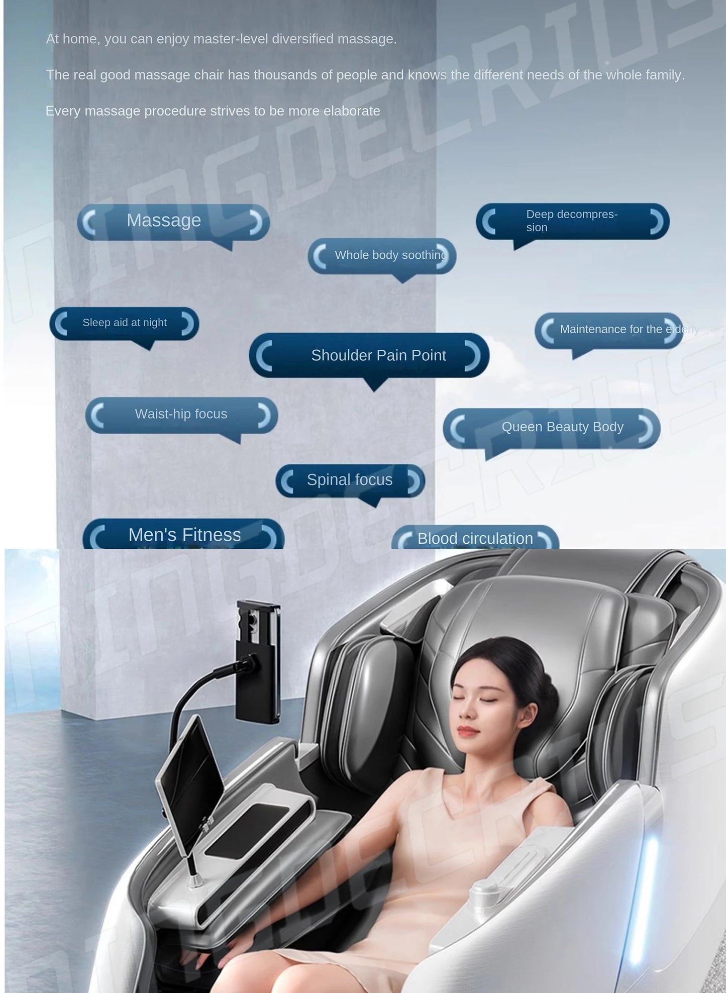 Luxury 4D SL Track 3D Zero Gravity Massage Chair Modern High End Electric Dual Core Zero Gravity Full Body  Massage Chair