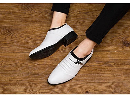 Herren-Business-Slipper aus weißem Leder mit spitzer Zehenpartie (Größen 38–48)