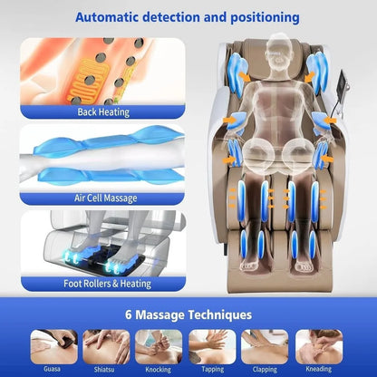 3D-Massagesessel Ganzkörper-Schwerelosigkeit-Massagesessel, Shiatsu-Massagesessel mit Dual-Core-S-Track, Airbags