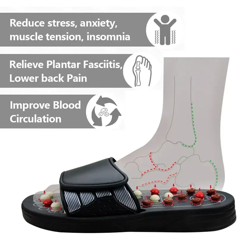 Neue Fußmassage-Hausschuhe Fußreflexzonenmassage Akupunktur-Therapie-Massagegerät Walk Stone Schuhe Akupunktur Kopfsteinpflaster-Massagegerät