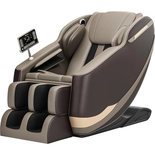 Massagesessel Ganzkörper, Massagesessel mit Schwerelosigkeitsfunktion mit 6 Automatikmodi, 8 Fixpunkt-Massagerollen, LCD, Bluetooth,
