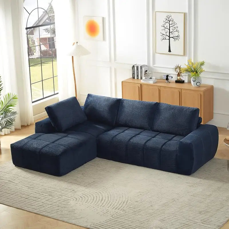 L-förmiges Luxus-Ecksofa aus Kunstfell, minimalistisches Design, bequeme Schlafcouch für Wohnzimmer, Apartments und Empfangsbereiche, Nein