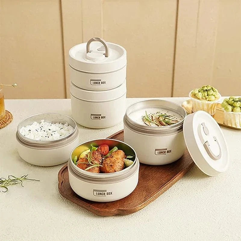 3-Layer Insulated Lunch Box Set – Stackable Thermal Food Containers for Adults & Kids