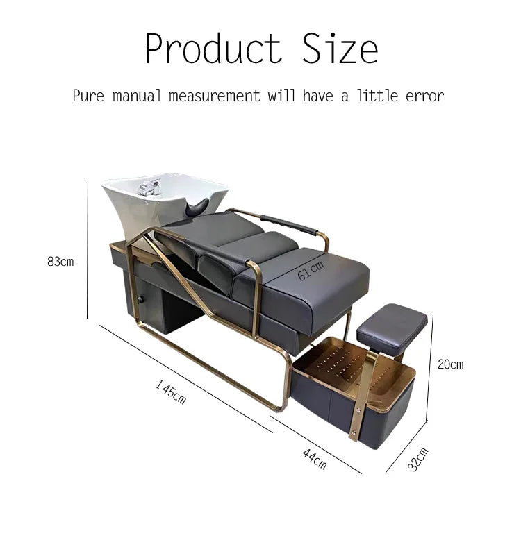 Popular Flush Bed Barber Shop Semi-Reclining Deep Ceramic Basin Hair Salon Massage