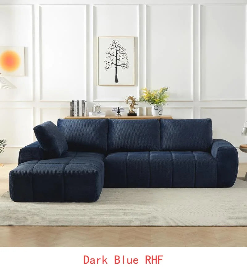 L-förmiges Luxus-Ecksofa aus Kunstfell, minimalistisches Design, bequeme Schlafcouch für Wohnzimmer, Apartments und Empfangsbereiche, Nein