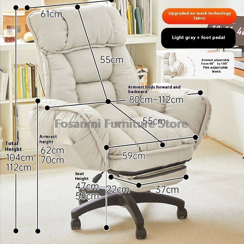 Komfortabler weicher Bürostuhl mit verstellbaren Armlehnen Ergonomischer Home-Office-Stuhl mit breiter Sitzfläche High-Back Gaming-Sessel