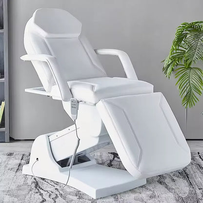 Eyelash Extension Bed Electric Multi-Functional Standing Ivory White PU Leather 3-Motor Electric Massage Bed Beauty Tattoo Bed