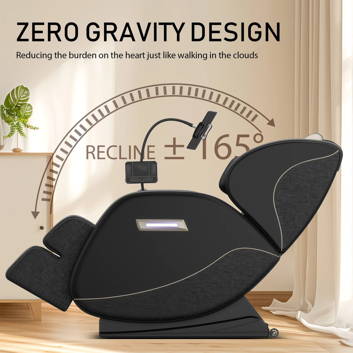 Zero-Gravity-Ganzkörpermassagesessel mit Heizung, Airbags, Fußroller & Touchscreen – Belastbar bis 82 kg