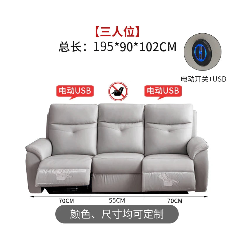 Komfortabler elektrischer Relaxsofa-Schnittsofa aus Leder, echtes einziehbares kombiniertes Schlafsofa, umwandelbares Divano Letto Möbel