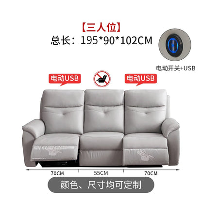 Komfortabler elektrischer Relaxsofa-Schnittsofa aus Leder, echtes einziehbares kombiniertes Schlafsofa, umwandelbares Divano Letto Möbel