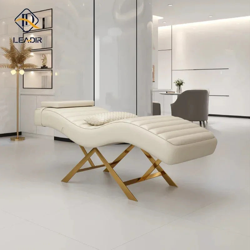 Moderne goldene Basis, Massagetisch für Schönheit Wohnzimmer, Wimpern Wimpernverlängerung, Komplettes Set an Möbeln
