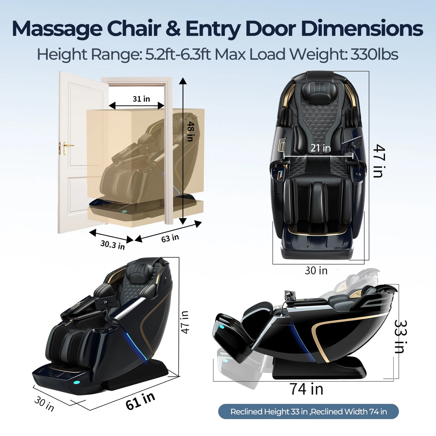 4D Massagesessel Yoga-Stretch Schwerelosigkeit Massagesessel Automatische Wadenverlängerung Wadenkneten Ganzkörperentspannung Geschenke