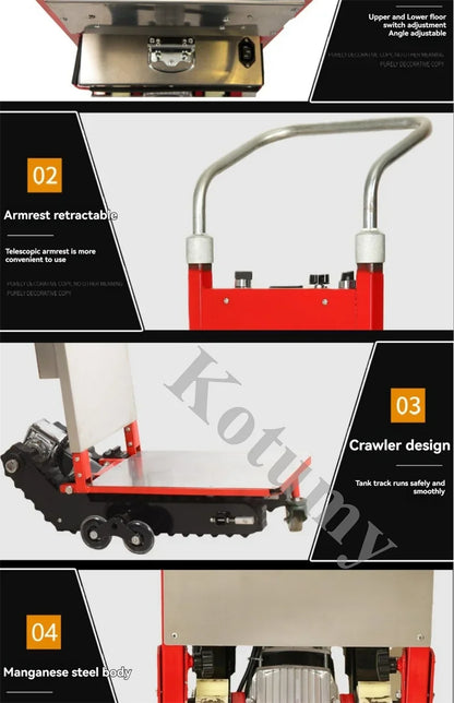 Voiture d'escalade d'escalier électrique de Type chenille de 500kg 1200W, Machine d'escalade d'escalier de chariot à main pour le seau d'eau, appareils électroménagers, Cargo Tr