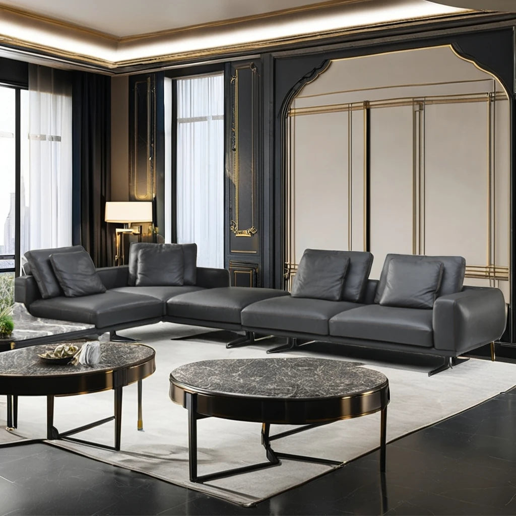 Modern L-Shape Modular Genuine Leather Sofa Comfort Sectional Couch Living Room Furniture Sofa Set Living Room