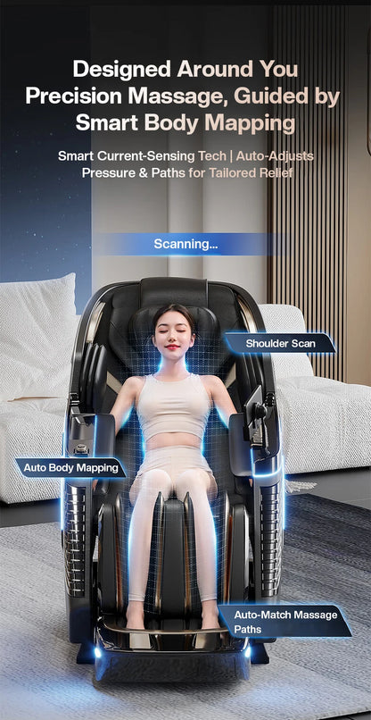 2026 Deluxe Dual Core 4D SL Track Massagesessel mit Zero-Gravity-Körperscan Bester 3D-Luxus-Massagesessel
