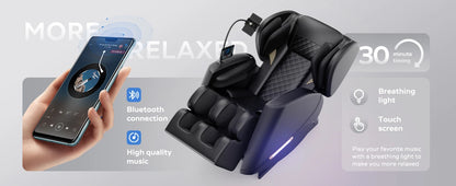 Massagesessel mit Zero-Gravity-Funktion und Ganzkörper-Luftdruckmassage, Fußentspannung und Bluetooth-Audioverbindungsfunktion