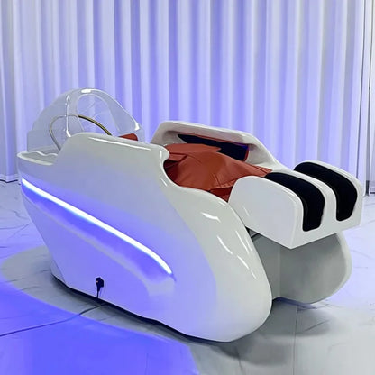 Professioneller Shampoo-Stuhl, Waschbecken, Friseursalon, Kopfhaut-Spa-Bett, Shampoo-Stuhl, Stylist, Luxus, elektronische Massage, komplette Cadeiras-Möbel
