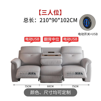 Komfortabler elektrischer Relaxsofa-Schnittsofa aus Leder, echtes einziehbares kombiniertes Schlafsofa, umwandelbares Divano Letto Möbel