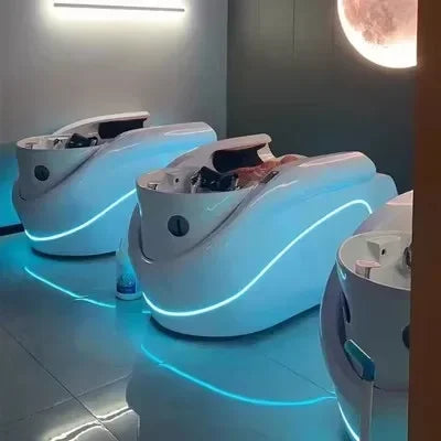 ss D Automatic Intelligent Electric Massage Shampoo Bed Barber Shop Ceramic Basin Flush Bed Hair Salon