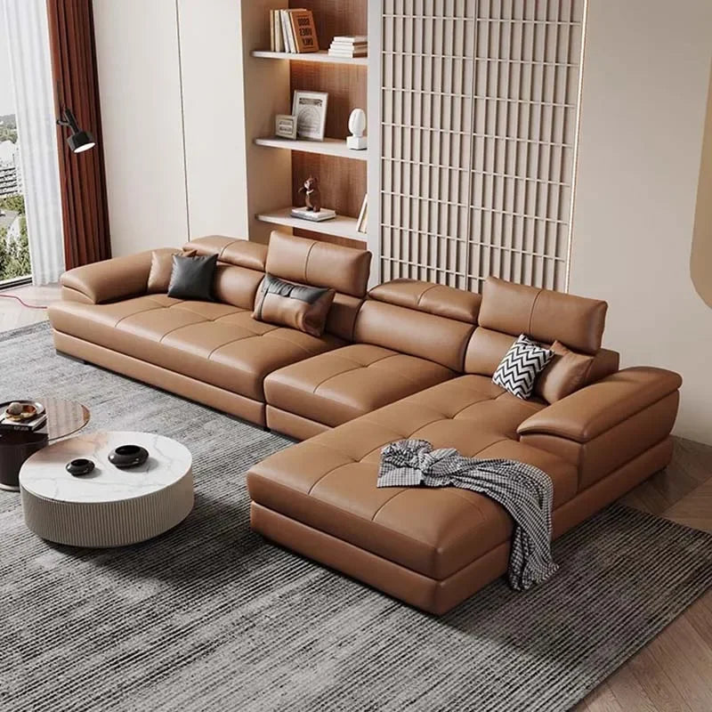 Europäisches Wohnzimmer-Sofa Echtleder-Ecksofa Modulares Luxus-Sofa Sala De Estar De Luxo Moderne Möbel