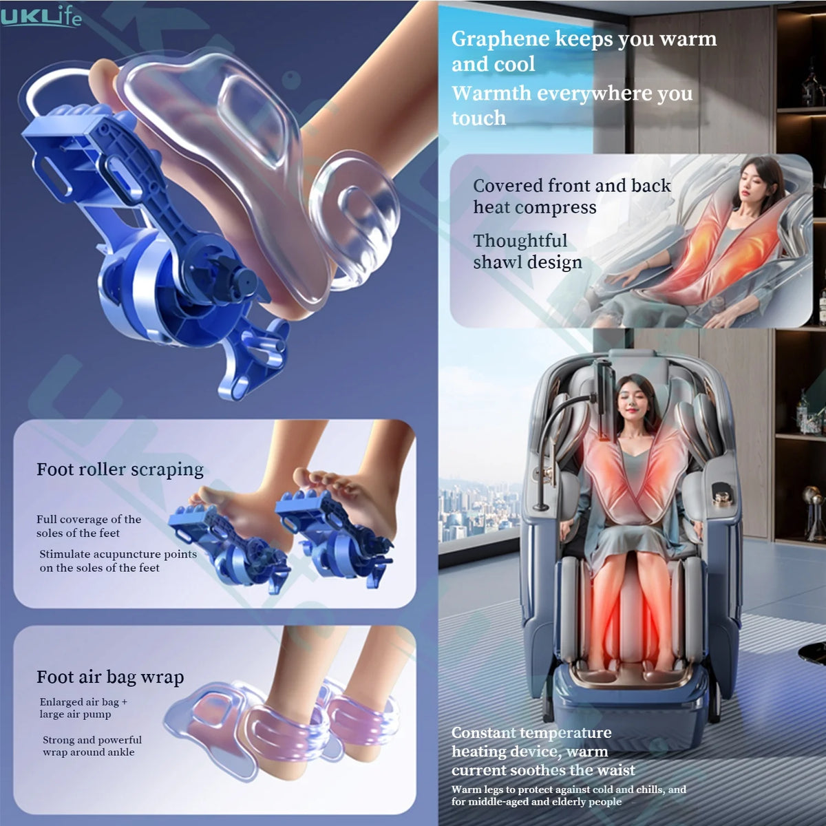 Dual Core 6D Massagesessel mit SL-Schiene, Heizschal, Thai-Stretch & KI-Sprachsteuerung – Ganzkörper-Schwerelosigkeitsliege