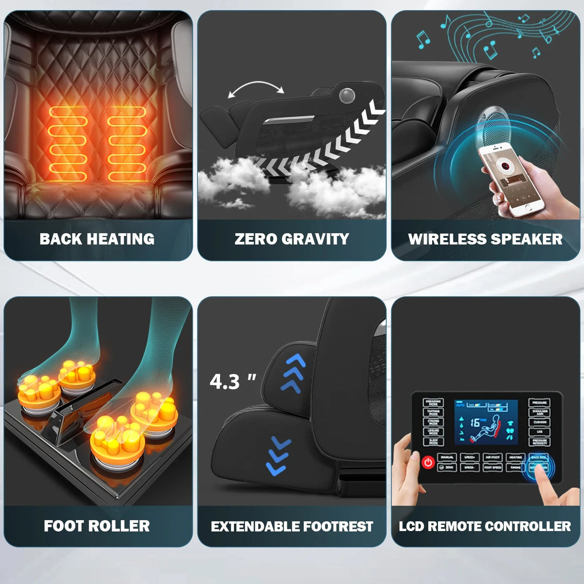 2025 7ft Professioneller Ganzkörper-Elektromassagesessel 400Lbs Kapazität 4D Massage Schwerelosigkeit Multifunktions-Heimmöbel