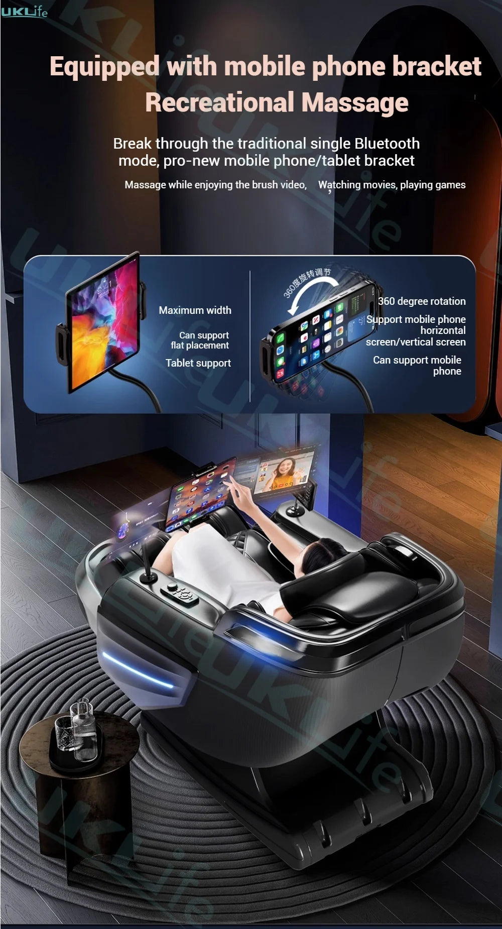 2025 Upgrade 6D Jade-Rollen-Massagesessel mit KI-Sprachsteuerung, automatischem Körperscan, Thai-Stretching & Handyhalter – Schwerelosigkeit F