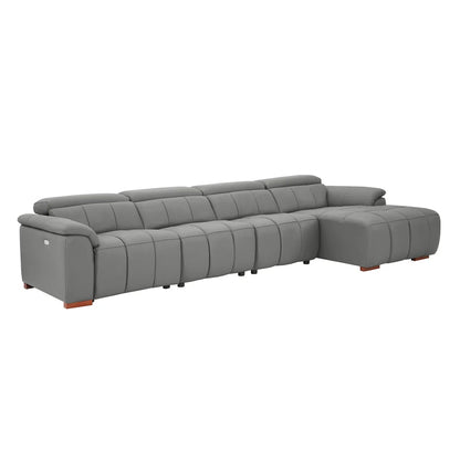 Kundenspezifisches Ledersofa in L-Form Lounge Multifunktions-Power-Smart-Relaxliege Elektrisches Ecksofa mit USB-Kopfstütze und Fußstütze