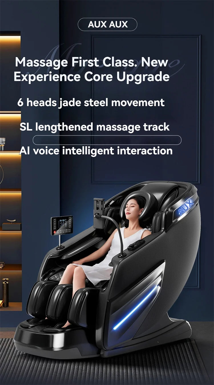 AUX 6D Shiatsu-Massagesessel, Smart-Massagesessel, Ganzkörper-Schwerelosigkeits-Streckmassagesessel, Relax-Massagesessel