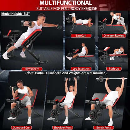 Verstellbare Hantelbank mit Beinstreck-/Beinbeugerfunktion für das Home-Gym, 800 LBS Schwerlast-Fitnessgerät, unterstützt Preacher Curl Fl