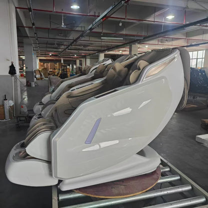 Luxuriöser elektrischer 4D-Massagesessel Zero Gravity SL-Track & Wärmetherapie Ganzkörper-Airbag Yoga Stretching Shiatsu-Liegesessel Massage
