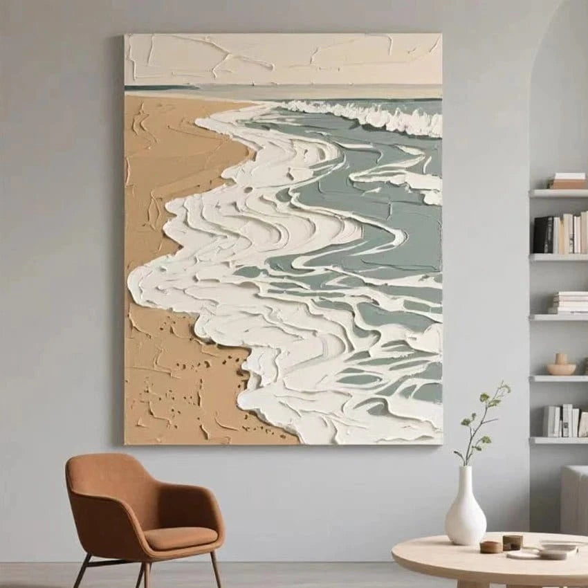 Abstract Wall Art for Bedroom – Heavy Texture Oil Painting on Canvas, Palette Knife Artwork - FastZen