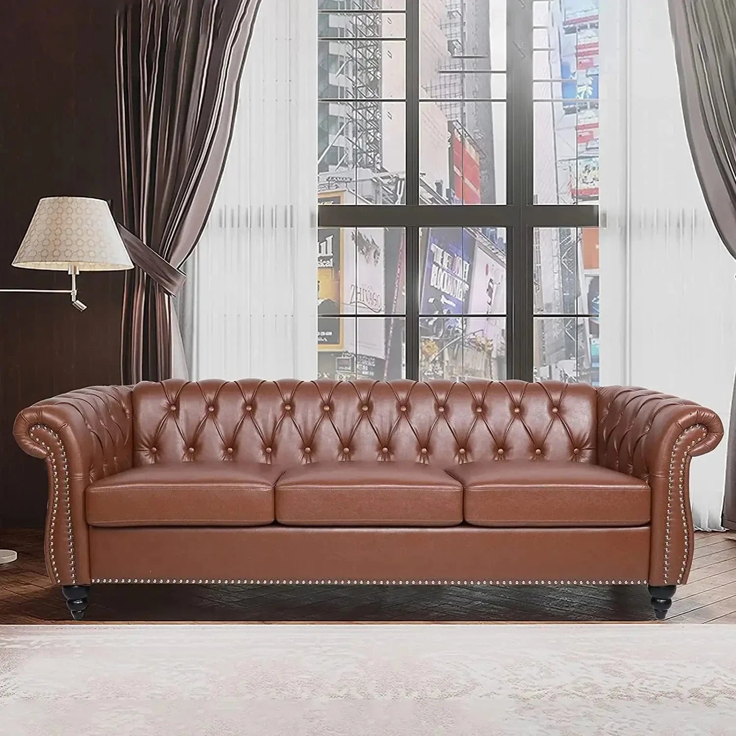 Accent Chesterfield Loveseat Sofa – Modern Tufted Upholstered Couch - FastZen
