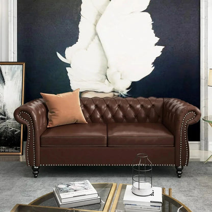 Accent Chesterfield Loveseat Sofa – Modern Tufted Upholstered Couch - FastZen