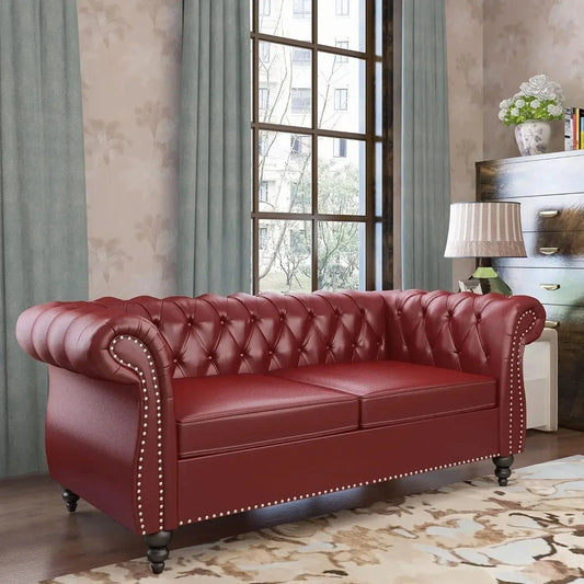 Accent Chesterfield Loveseat Sofa – Modern Tufted Upholstered Couch - FastZen