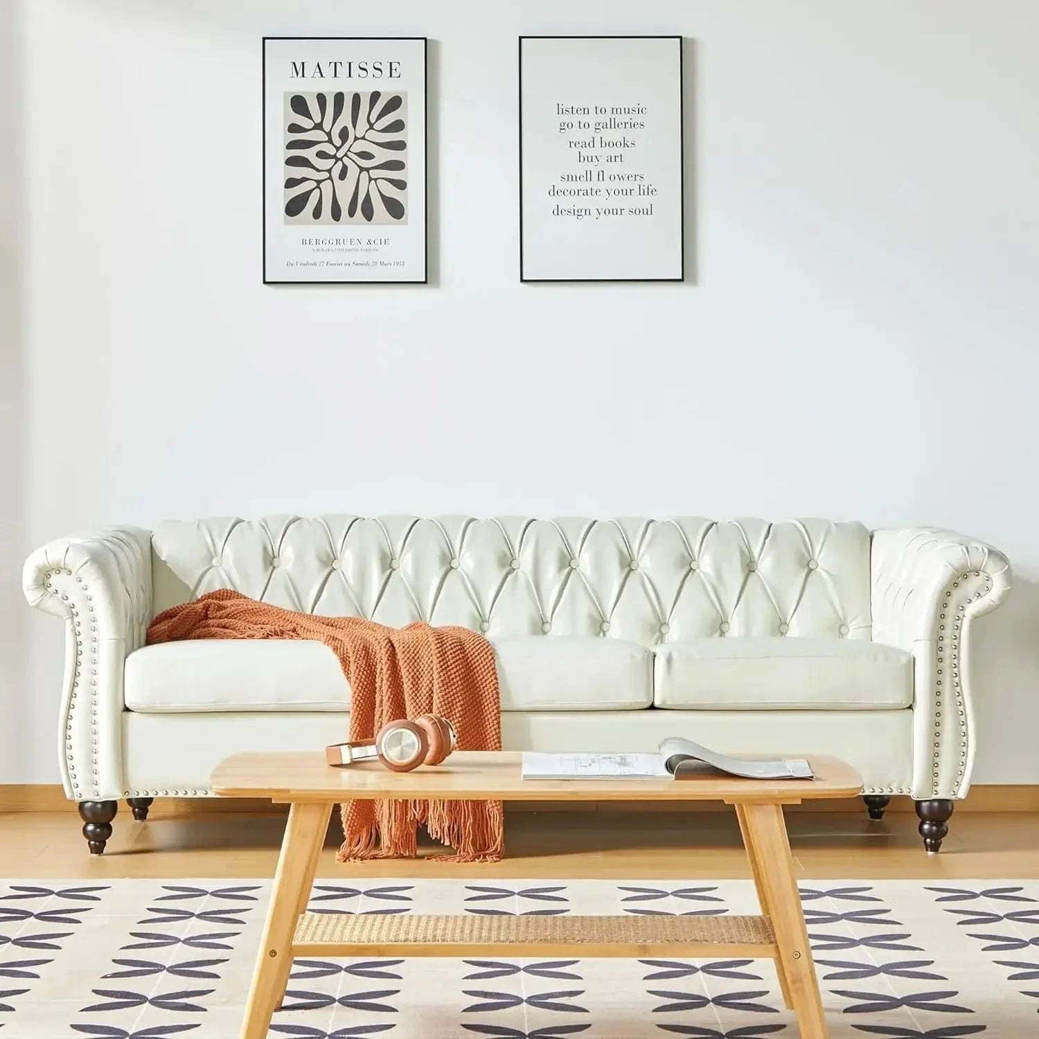 Accent Chesterfield Loveseat Sofa – Modern Tufted Upholstered Couch - FastZen