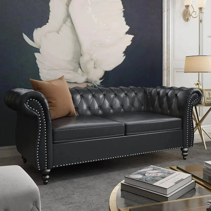 Accent Chesterfield Loveseat Sofa – Modern Tufted Upholstered Couch - FastZen