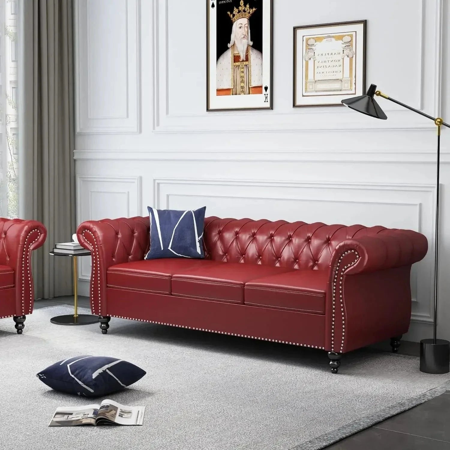 Accent Chesterfield Loveseat Sofa – Modern Tufted Upholstered Couch - FastZen