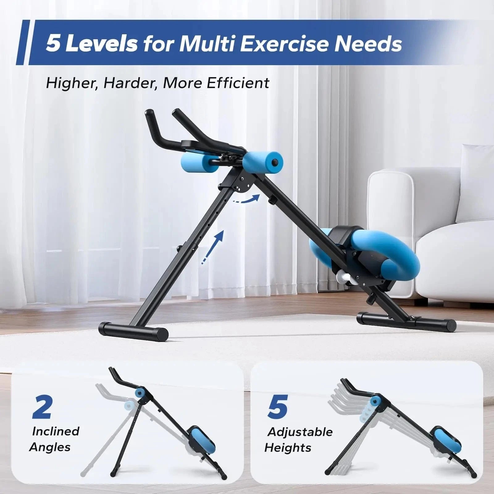 Adjustable Ab Machine – Foldable Core Exercise Trainer with Knee Protection for Home Workout - FastZen