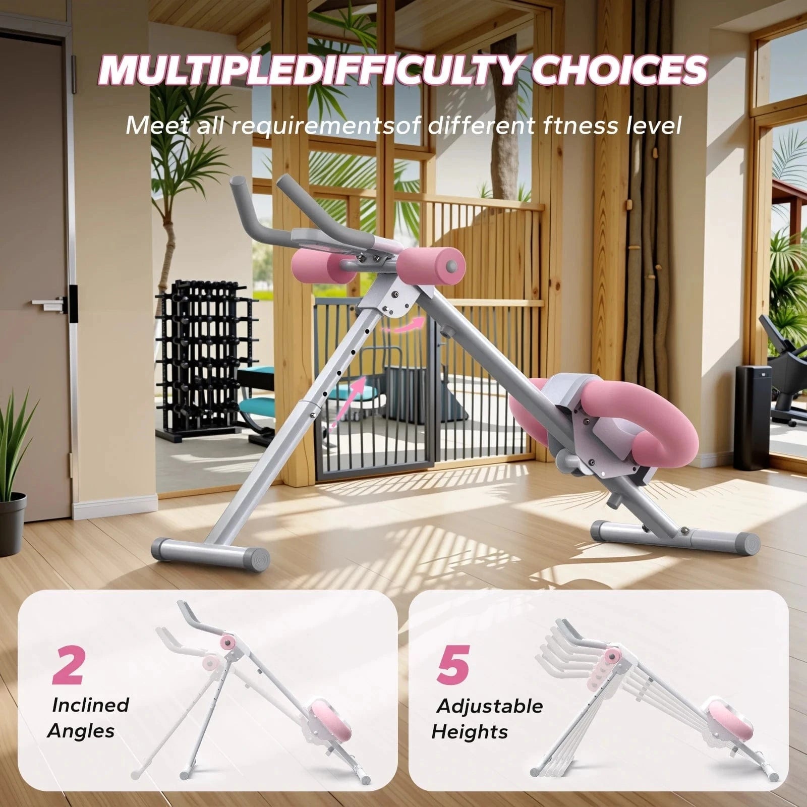 Adjustable Ab Machine – Foldable Core Exercise Trainer with Knee Protection for Home Workout - FastZen