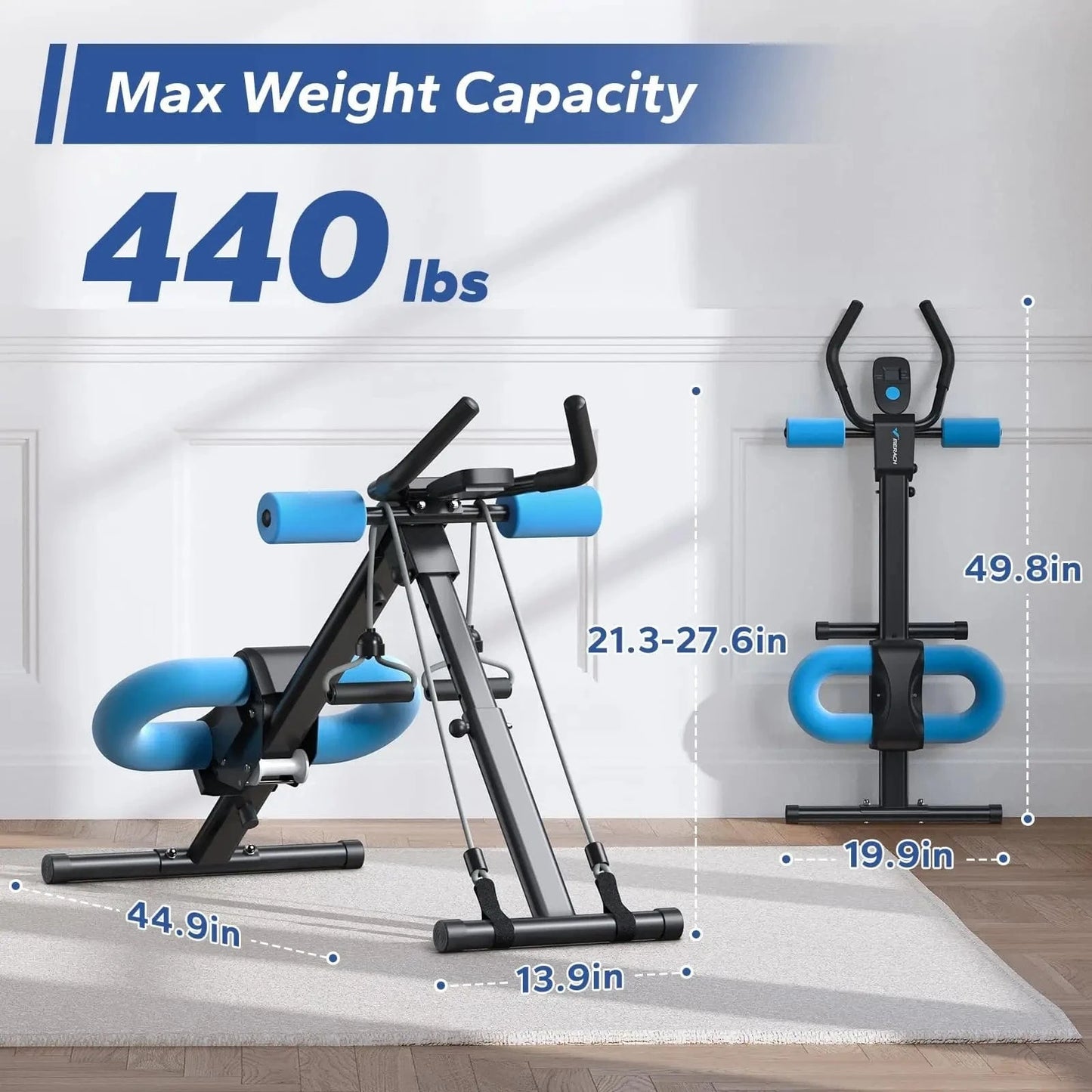 Adjustable Ab Machine – Foldable Core Exercise Trainer with Knee Protection for Home Workout - FastZen
