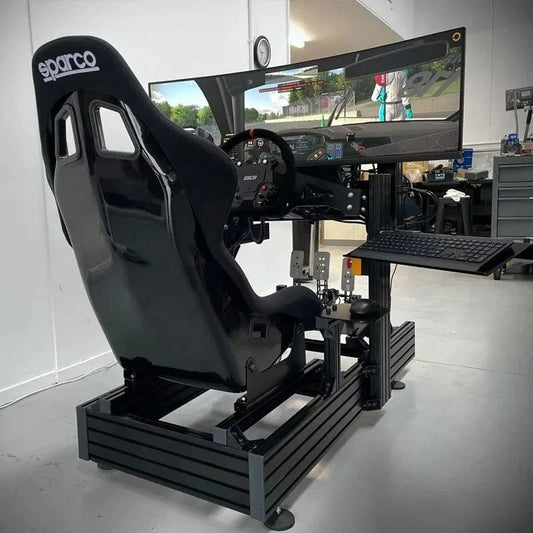 Aluminum Racing Simulator Cockpit – Black Anodized Extrusion Frame - FastZen
