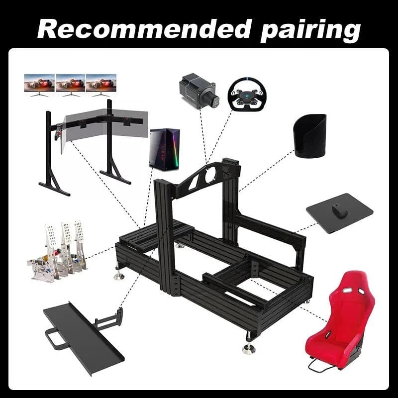 Aluminum Racing Simulator Cockpit – Black Anodized Extrusion Frame - FastZen