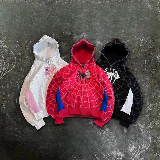 American Gothic Spider Zip Up Hoodie – – Men & Women Zip Up Jacket - Y2K Retro Streetwear - FastZen