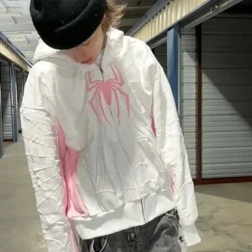 American Gothic Spider Zip Up Hoodie – – Men & Women Zip Up Jacket - Y2K Retro Streetwear - FastZen