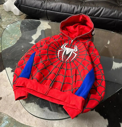 American Spider Vintage Zip Up Hoodie Y2K Oversized Hoodie – Men & Women Streetwear Sweatshirt - FastZen