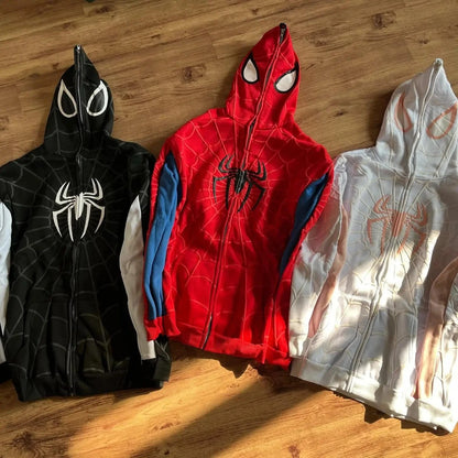 American Spider Vintage Zip Up Hoodie Y2K Oversized Hoodie – Men & Women Streetwear Sweatshirt - FastZen
