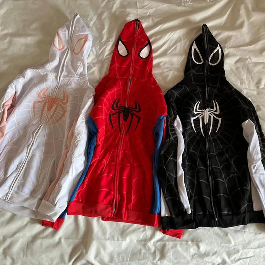 American Spider Vintage Zip Up Hoodie Y2K Oversized Hoodie – Men & Women Streetwear Sweatshirt - FastZen