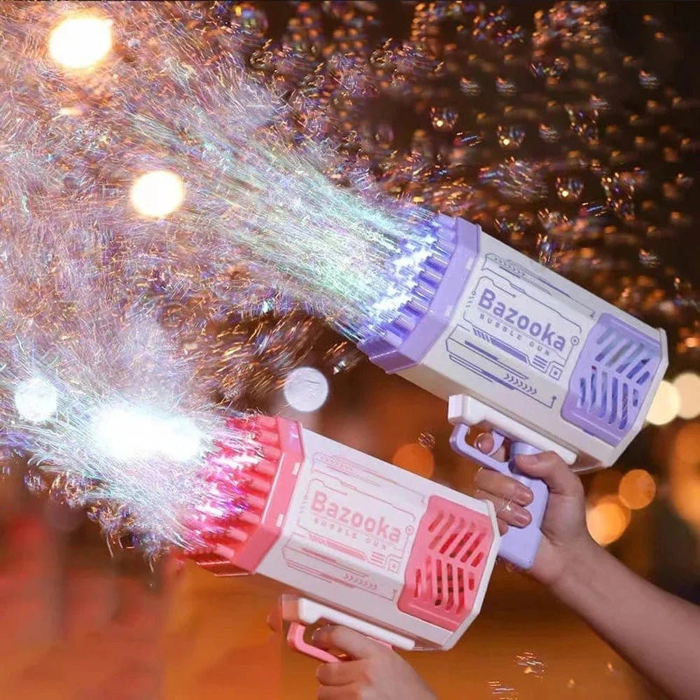 Automatic Bubble Gun Machine – 69/88 Holes Rocket Gatling Bubble Blower with LED Lights, Outdoor Fun Toy for Kids &amp; Parties - FastZen